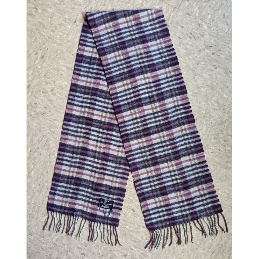 Ballantrae Edinburgh Purple Plaid 100% Lambswool Fringe Scarf Made in Scotland - Picture 3 of 6